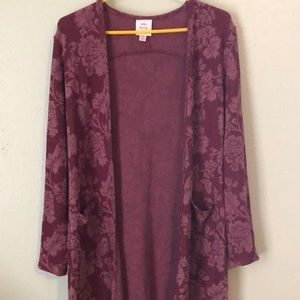 Burgundy floral cardigan